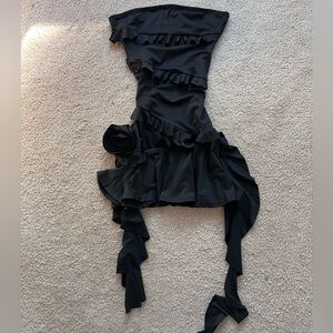 Small Black Ruffle Rose Dress